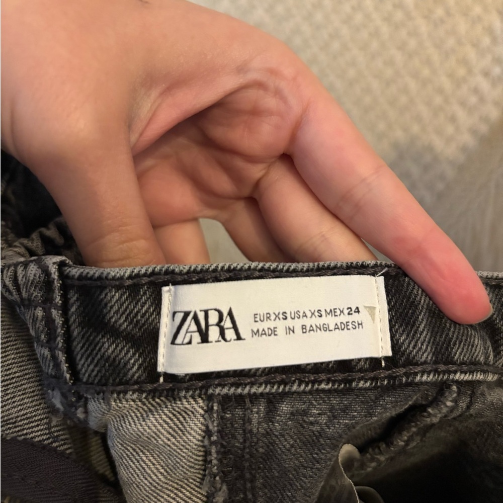 ZARA Denim Gray Zip-Up Crop Top - Picture 4 of 4